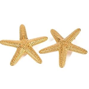 Anthropologie Gold Starfish Stud Earrings